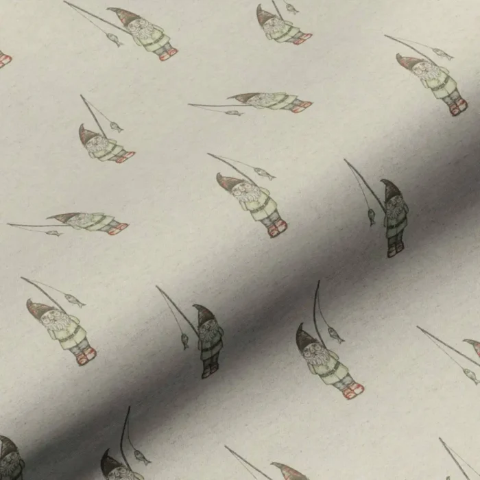 Garden Gnome Fabric - Linen swatch
