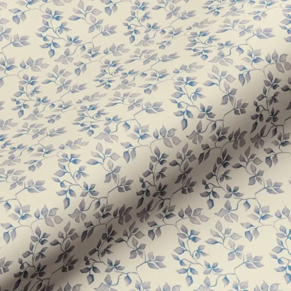 blue botanical cotton fabric from Art of the Loom