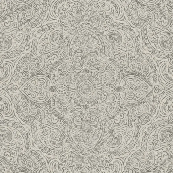 Pambadum Fabric - Colour 1 by black-grey traditional printed fabric from Art of the Loom