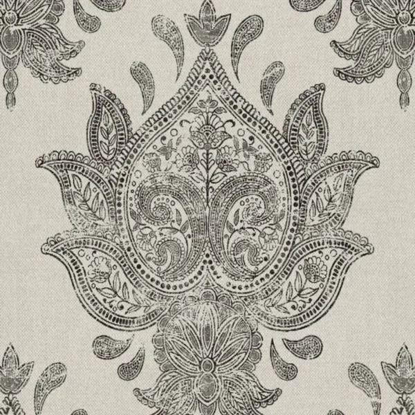 black-grey traditional printed fabric from Art of the Loom