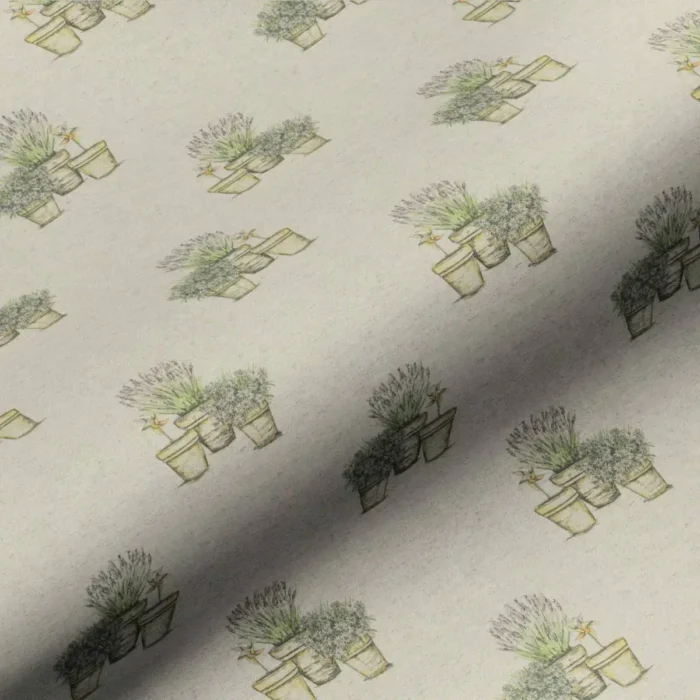 Plant Pots Fabric - Linen swatch