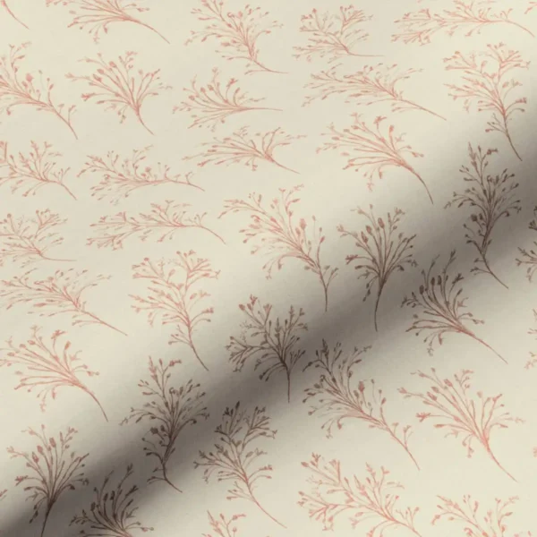 Sarah Fabric - Coral by pink botanical cotton fabric from Art of the Loom