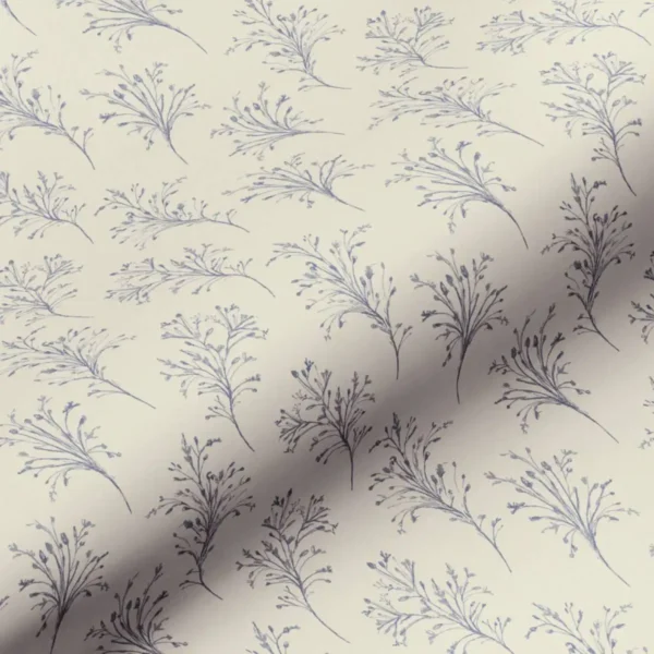 Sarah Fabric - Indigo by blue botanical cotton fabric from Art of the Loom
