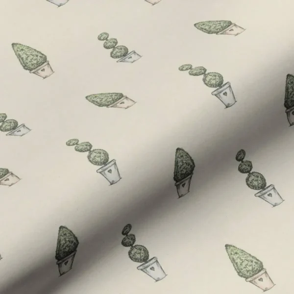 Topiary Fabric - Natural by multicolour botanical cotton fabric from Art of the Loom