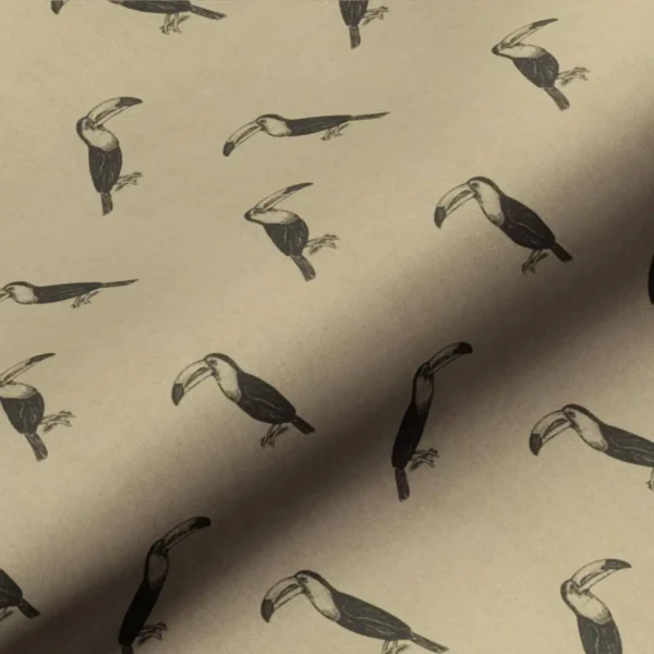Toucan Fabric by neutral animal linen fabric from Art of the Loom