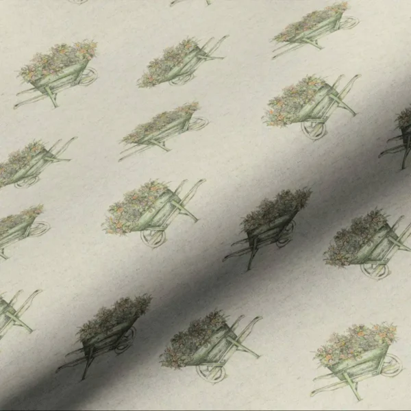 Wheelbarrow Fabric - Linen by multicolour botanical cotton fabric from Art of the Loom