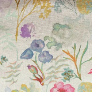 multicolour botanical linen fabric from Art of the Loom