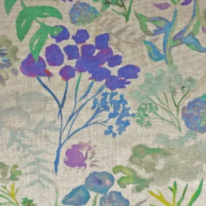 blue botanical linen fabric from Art of the Loom