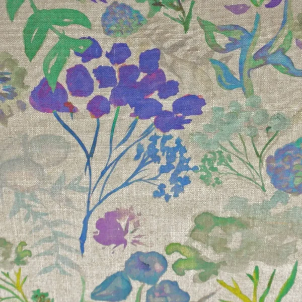 Wildflowers Fabric - Cornflower by blue botanical linen fabric from Art of the Loom