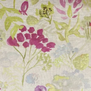 purple botanical linen fabric from Art of the Loom