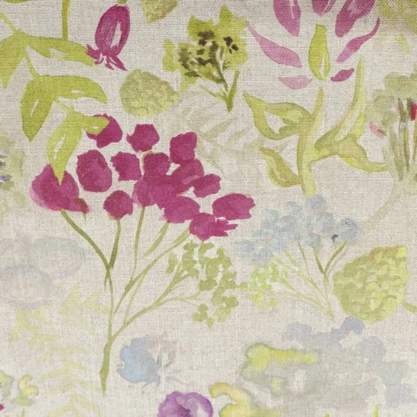 Wildflowers Fabric - Plum by purple botanical linen fabric from Art of the Loom
