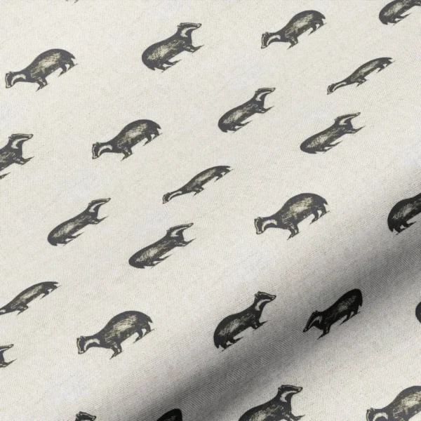 Betty Fabric - Black / Natural by black-grey animal cotton fabric from Art of the Loom