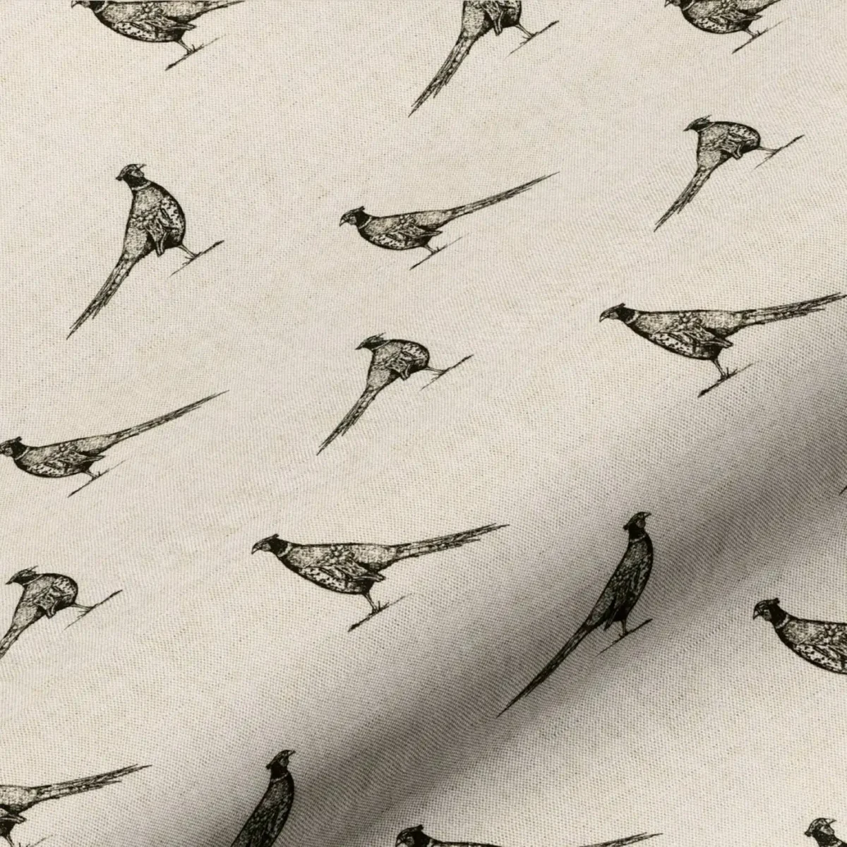 Frank Fabric - Black / Linen by black-grey animal linen fabric from Art of the Loom