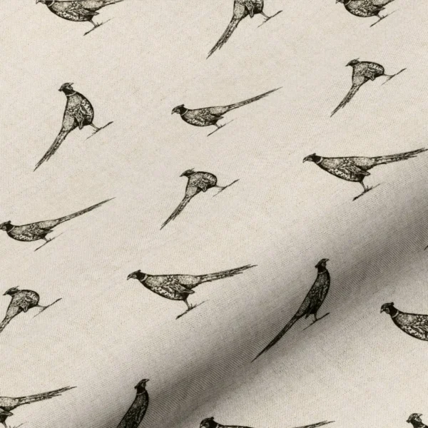 Frank Fabric - Black / Linen by black-grey animal linen fabric from Art of the Loom