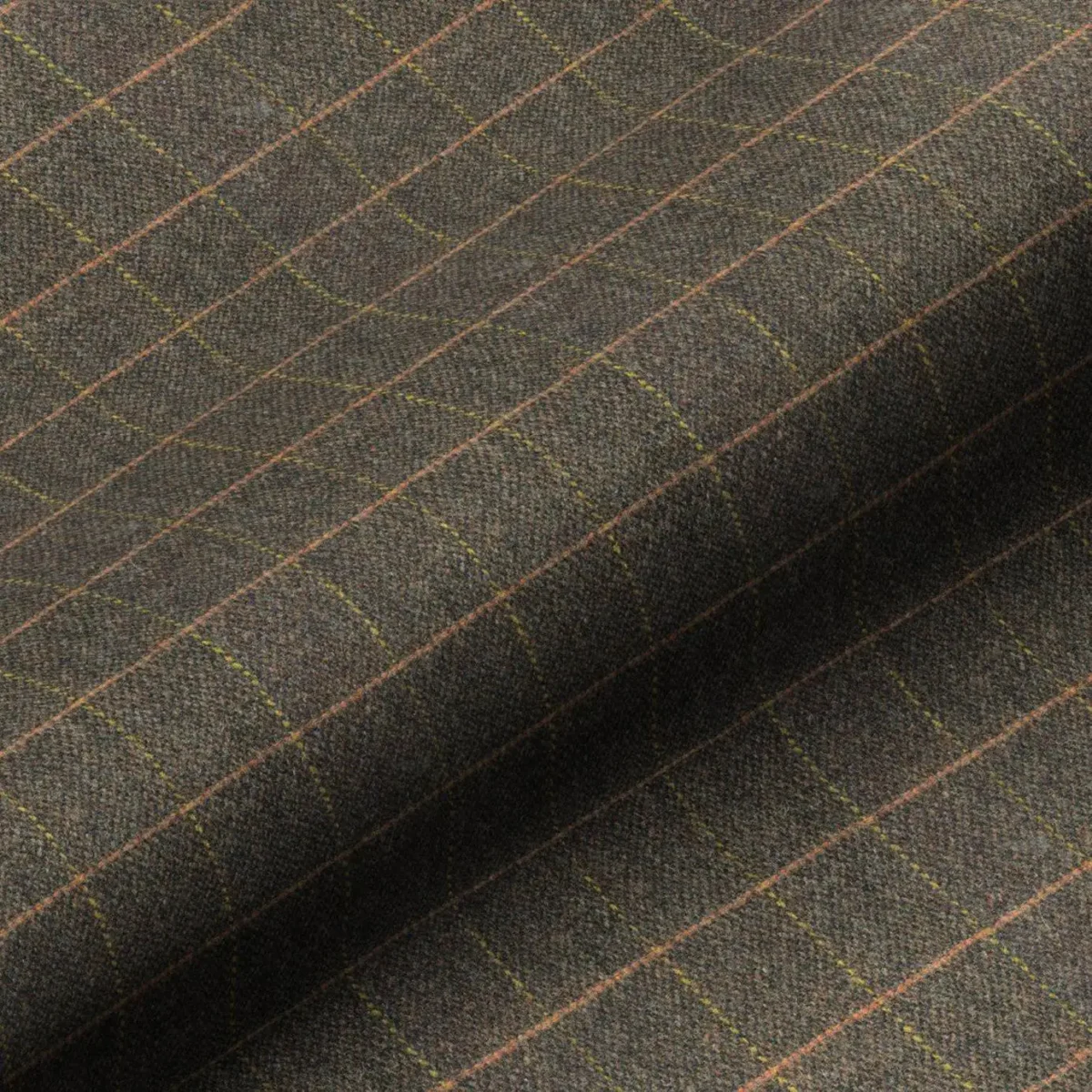 Huntsman Check Fabric - Peatland by black-grey checked woolen fabric from Art of the Loom