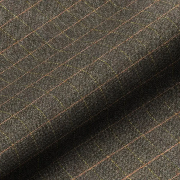 Huntsman Check Fabric - Peatland by black-grey checked woolen fabric from Art of the Loom