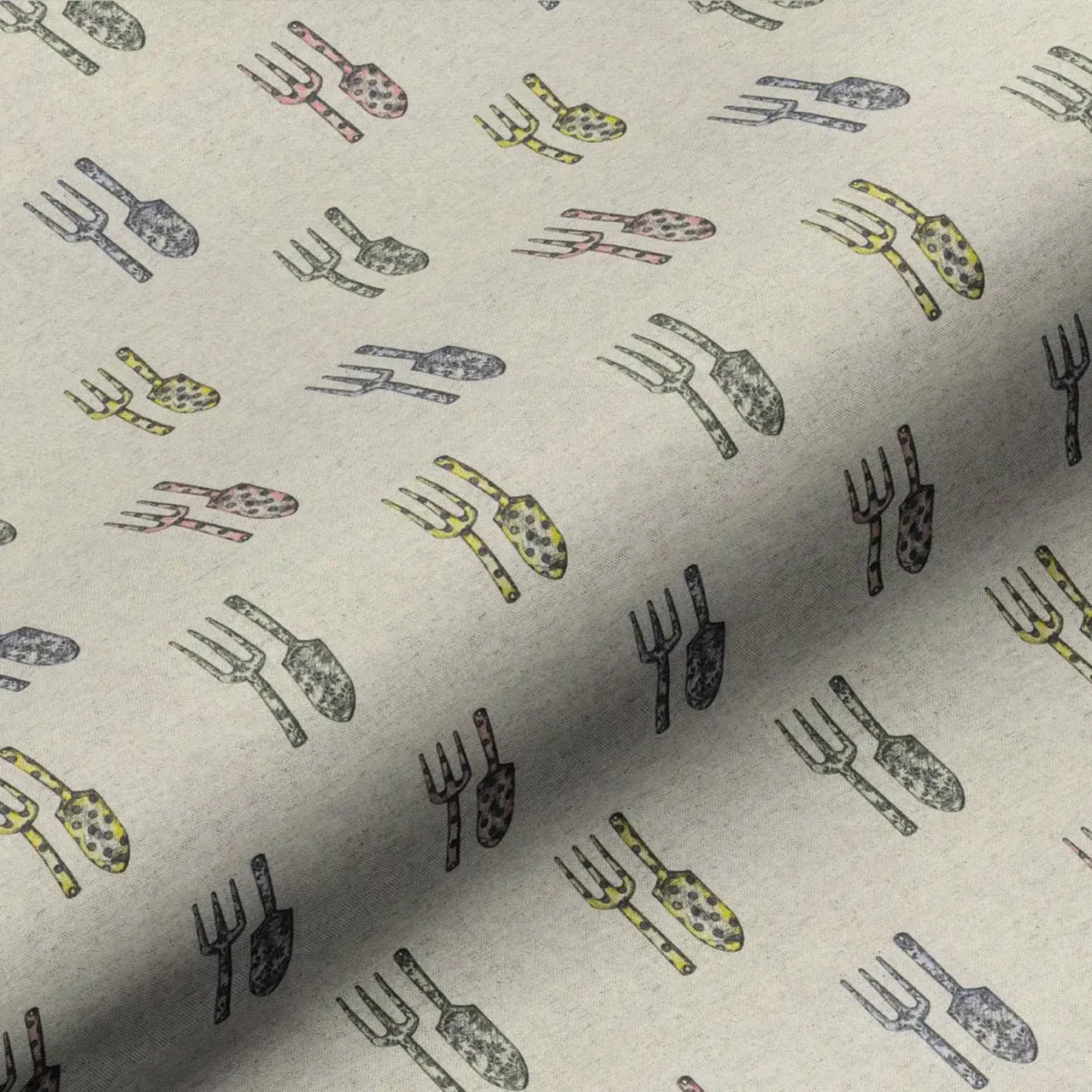Trowel and Fork Fabric - Linen by multicolour misc cotton fabric from Art of the Loom