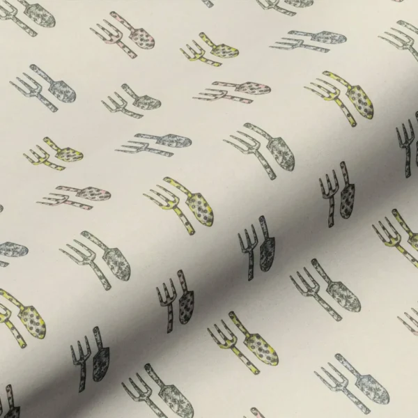 Trowel and Fork Fabric - Natural by multicolour misc cotton fabric from Art of the Loom