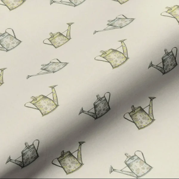 Watering Can Fabric - Natural by multicolour misc cotton fabric from Art of the Loom