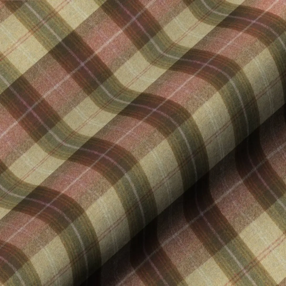 Wool Plaid Fabric - Autumn Gold by brown checked woolen fabric from Art of the Loom