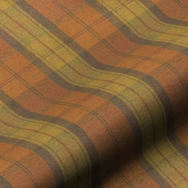 Wool Plaid Fabric - Orange Marmalade by green checked woolen fabric from Art of the Loom