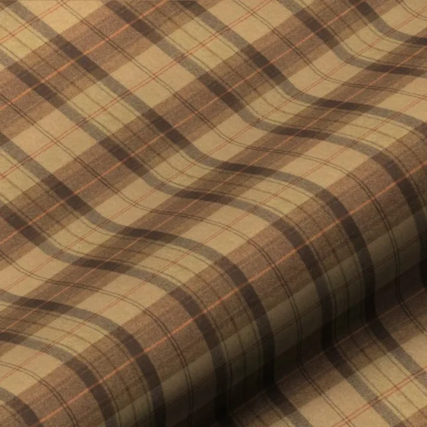 Wool Plaid Fabric - Toffee Apple by brown checked woolen fabric from Art of the Loom
