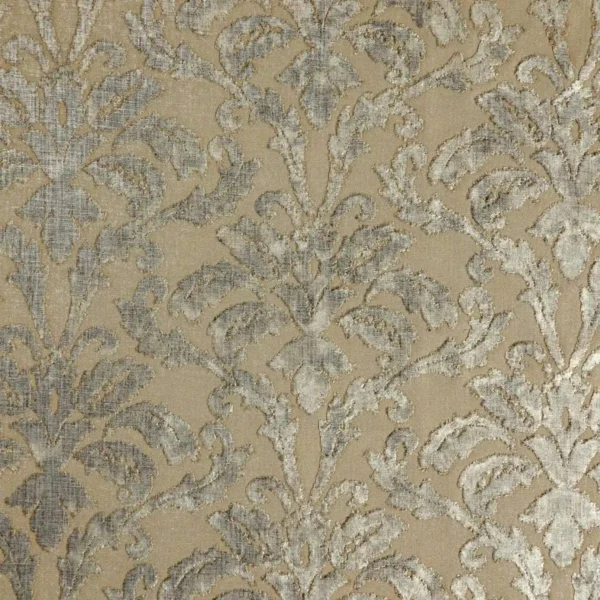 Azibo Fabric - Truffle by black-grey botanical jacquard fabric from Wemyss