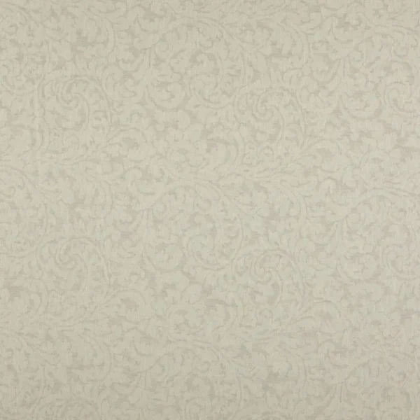 Ceto Fabric - Ecru by white botanical jacquard fabric from Wemyss