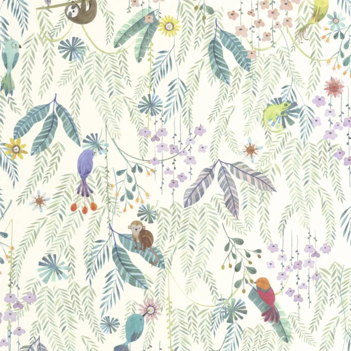 Tropical Forest Wallpaper - Multico Fond Blanc swatch