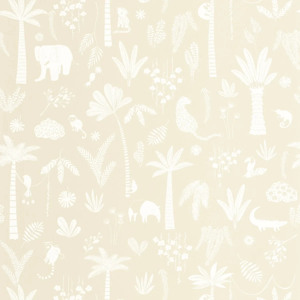 Poetic Jungle Wallpaper - Lin by neutral children's wallpaper from casadeco