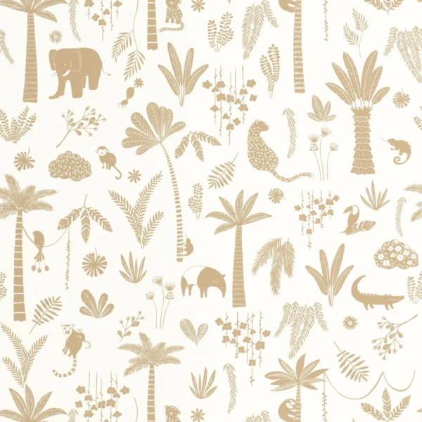 Poetic Jungle Wallpaper - Camel by brown children's wallpaper from casadeco