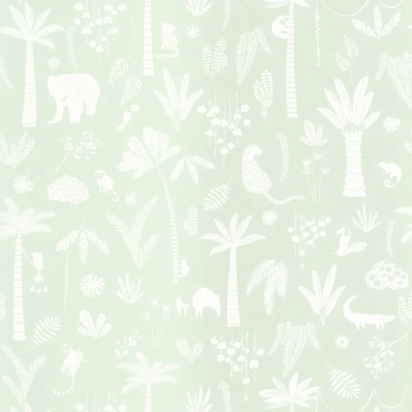 Poetic Jungle Wallpaper - Bleu Lagon by blue children's wallpaper from casadeco
