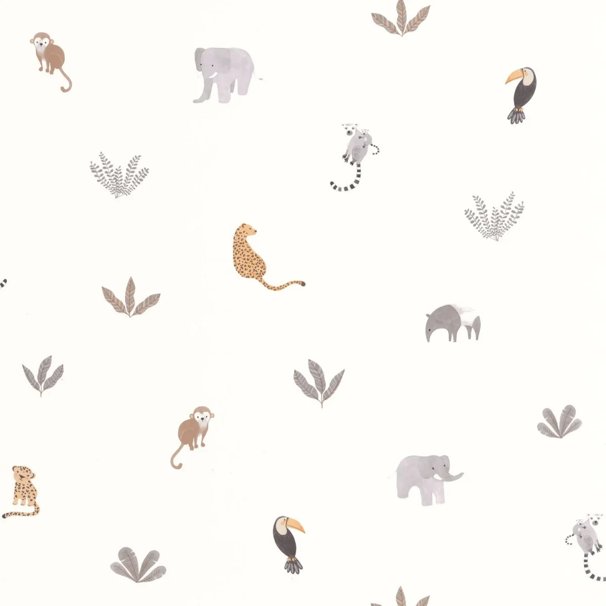 Companions Of The Jungle Wallpaper - Naturel by black-grey animal wallpaper from casadeco