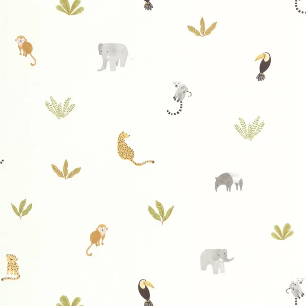 Companions Of The Jungle Wallpaper - Vert Feuille by green animal wallpaper from casadeco