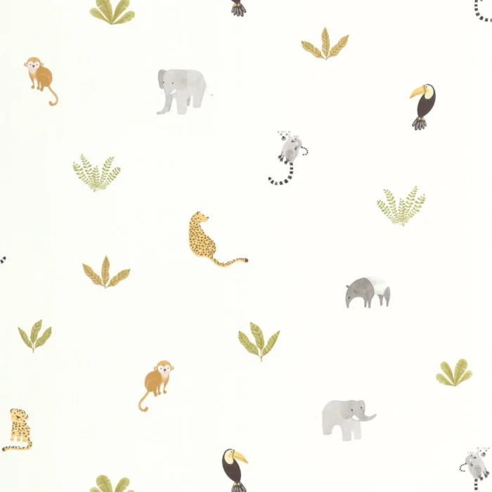 Companions Of The Jungle Wallpaper - Vert Feuille swatch
