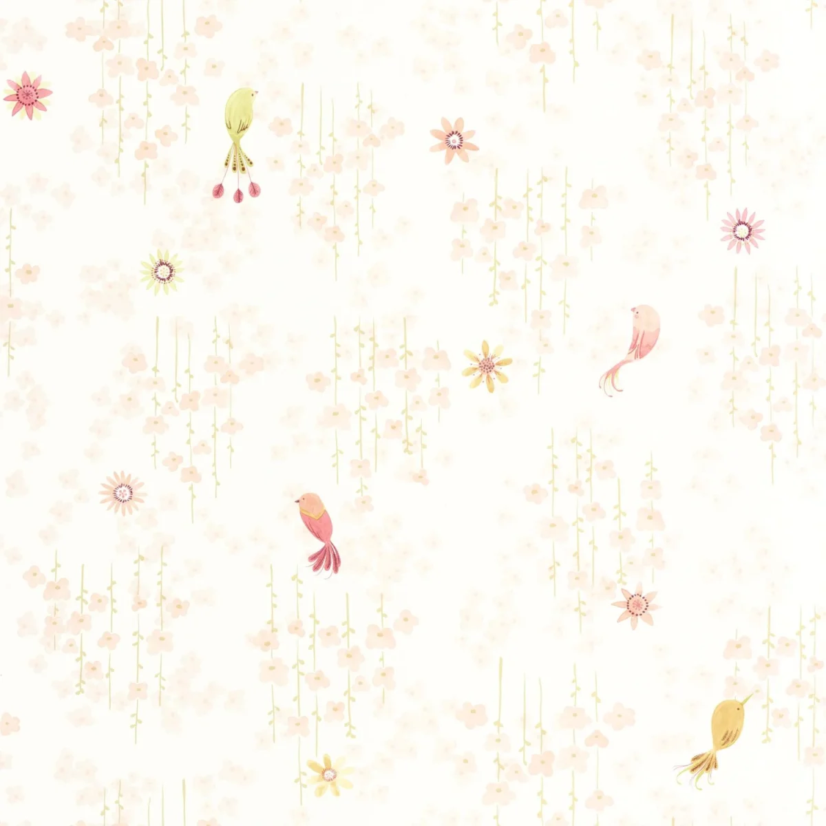 Tropical Birds Wallpaper - Rose Blush by orange children's wallpaper from casadeco