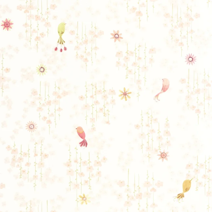 Tropical Birds Wallpaper - Rose Blush swatch