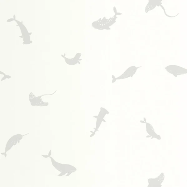 Poetic Sea Wallpaper - Gris Baleine by white animal wallpaper from casadeco
