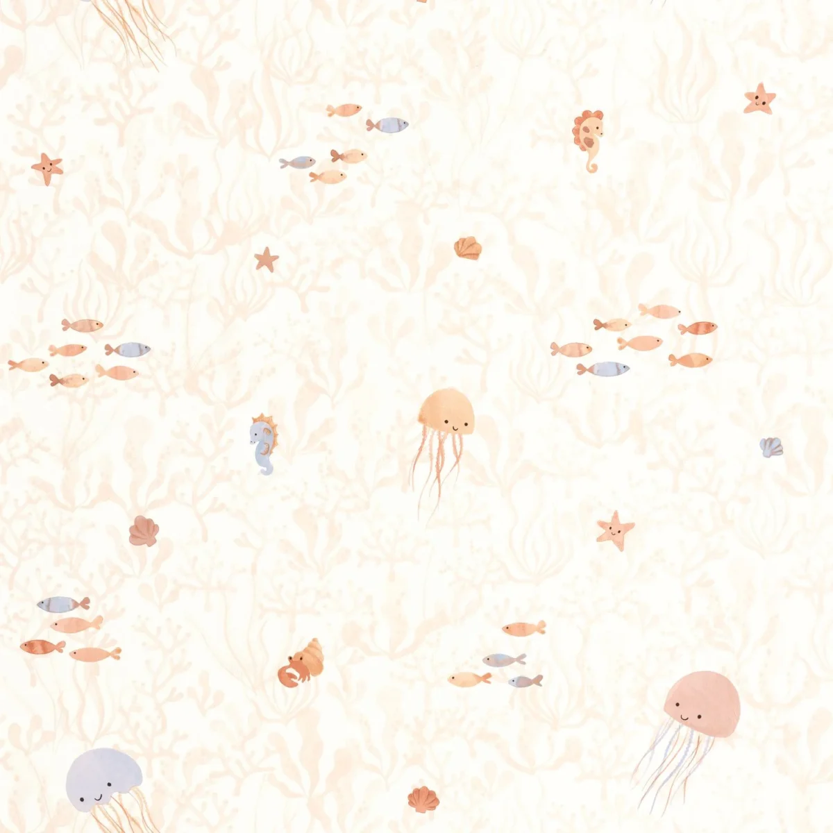 Companions Of The Sea Wallpaper - Rose Blush by pink animal wallpaper from casadeco