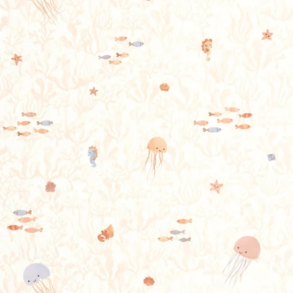 Companions Of The Sea Wallpaper - Rose Blush by pink animal wallpaper from casadeco