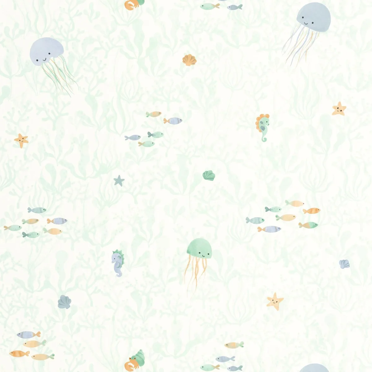 Companions Of The Sea Wallpaper - Vert Aqua by green animal wallpaper from casadeco