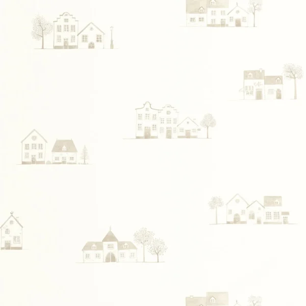 Walk In The Village Wallpaper - Lin by neutral children's wallpaper from casadeco
