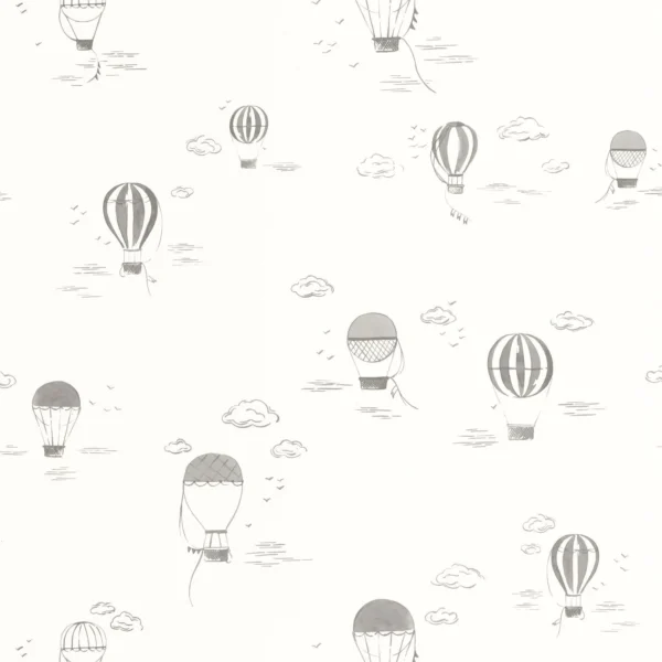 Balloons In The Clouds Wallpaper - Anthracite by black-grey children's wallpaper from casadeco