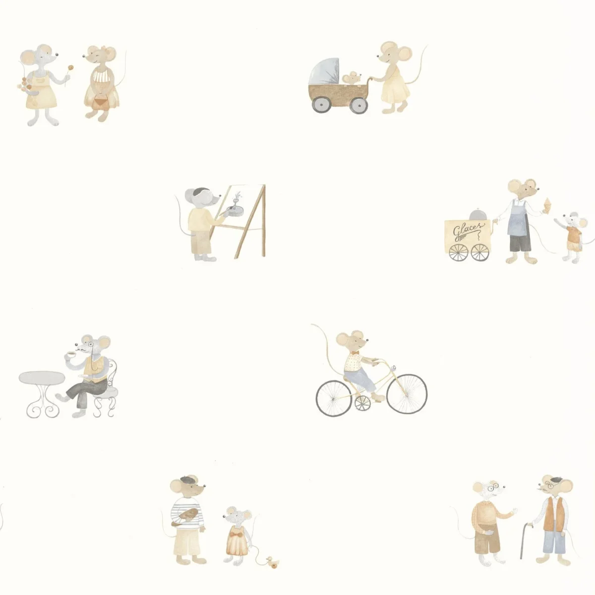 Neighbors Of The Village Wallpaper - Naturel by brown children's wallpaper from casadeco