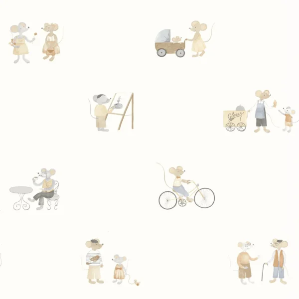 Neighbors Of The Village Wallpaper - Naturel by brown children's wallpaper from casadeco