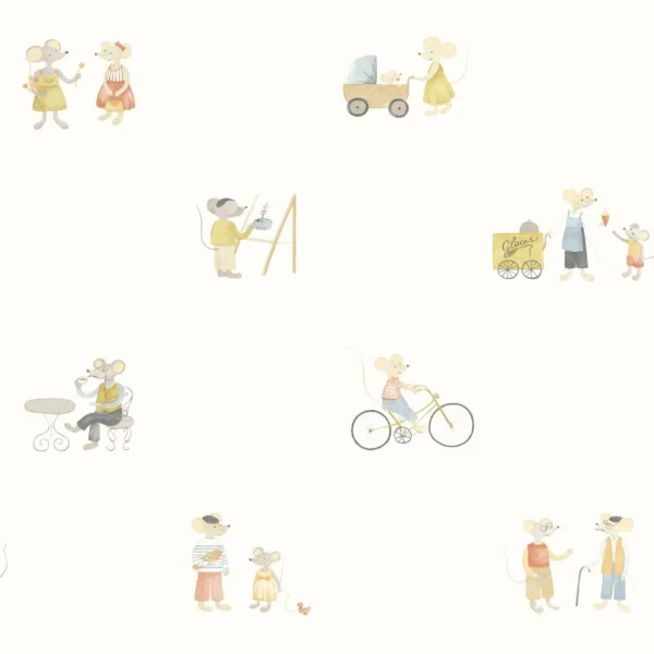 Neighbors Of The Village Wallpaper - Multicolore by multicolour children's wallpaper from casadeco