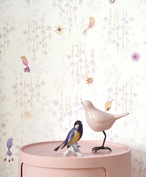 Tropical Birds Wallpaper - Parme by purple children's wallpaper