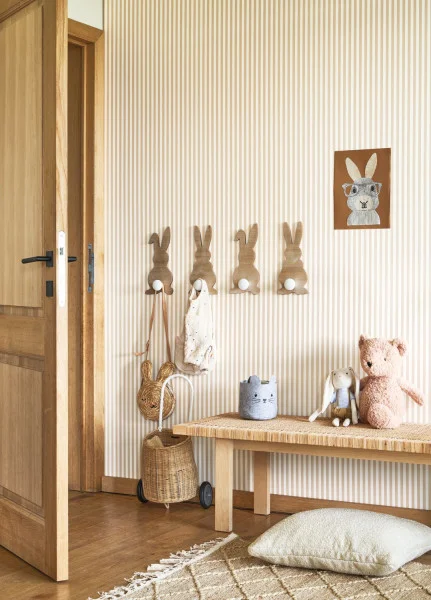 My Little World Rayure Wallpaper - Beige Camel by neutral striped wallpaper