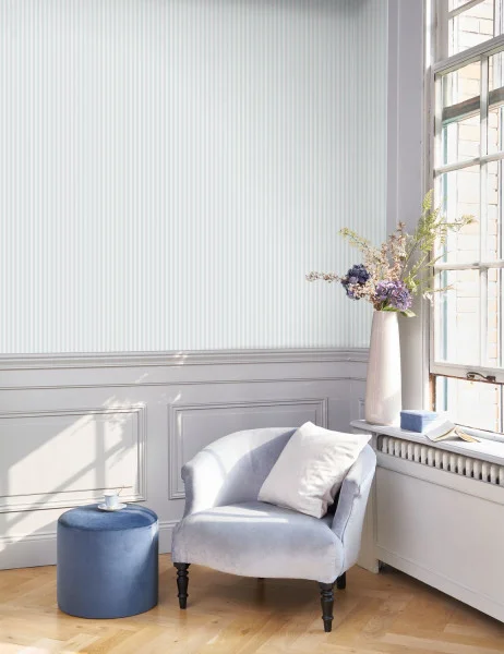 My Little World Rayure Wallpaper - Bleu by blue striped wallpaper