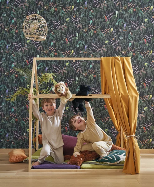 Tropical Forest Wallpaper - Multico Fond Encre by purple children's wallpaper